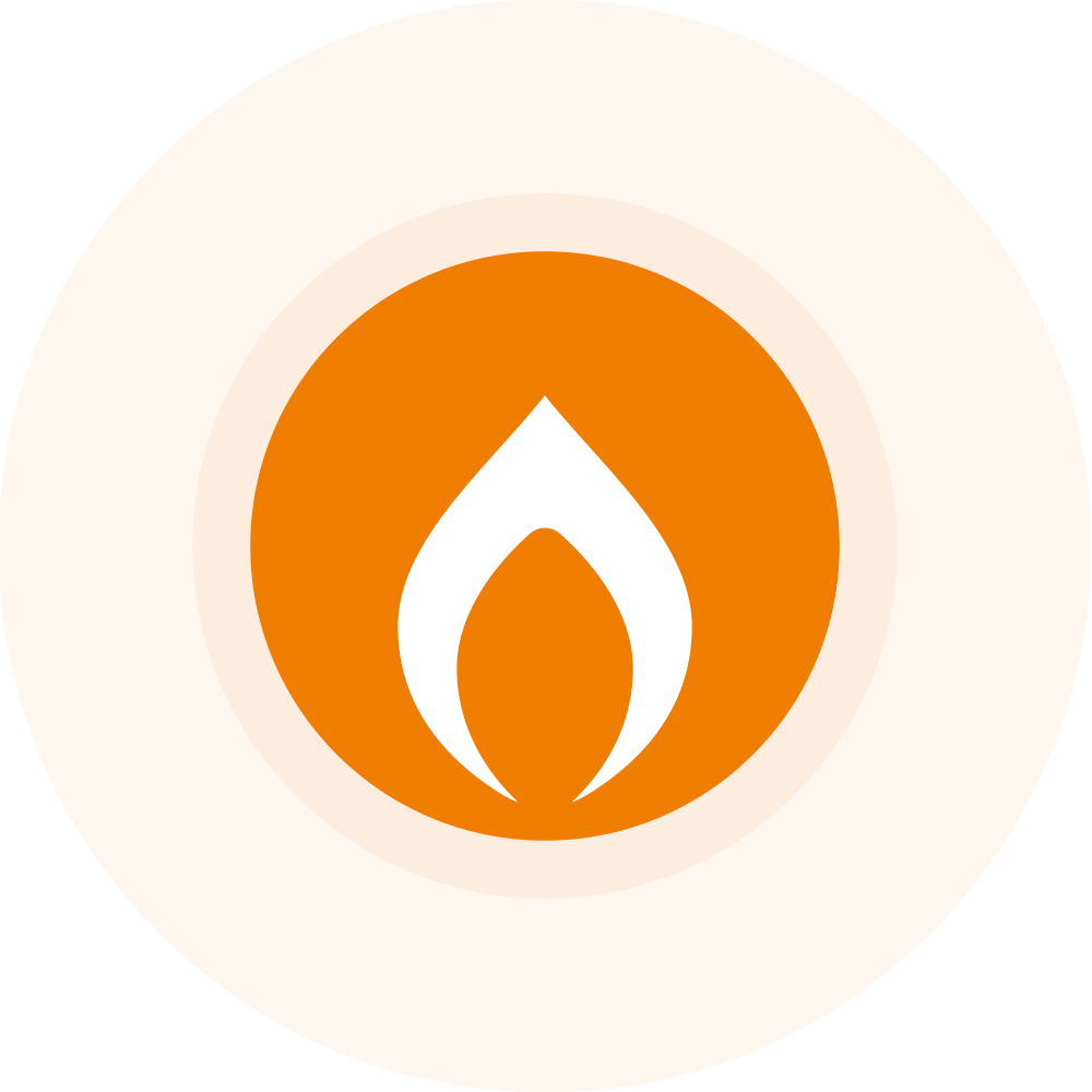Symbol einer stilisierten Flamme in einem Kreis
