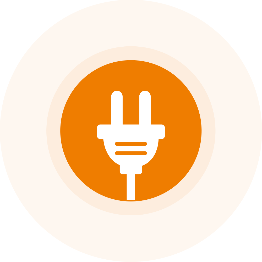 Symbol eines elektrischen Steckers in einem Kreis
