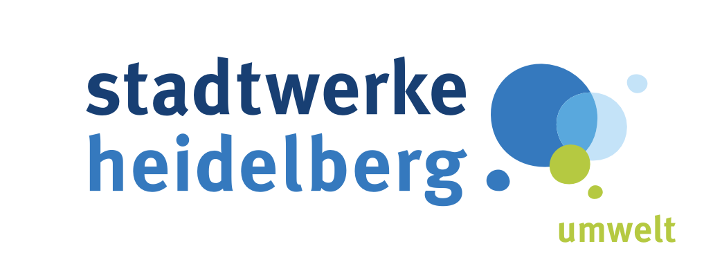 Logo der Stadtwerke Heidelberg mit dem Schriftzug 'stadtwerke heidelberg' mit blauen und grünen Kreisen rechts und dem Wort 'umwelt'