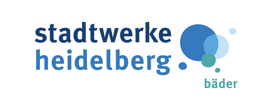 Logo der Stadtwerke Heidelberg mit dem Schriftzug 'stadtwerke heidelberg' und dem Zusatz 'bäder' neben mehreren überlappenden Kreisen