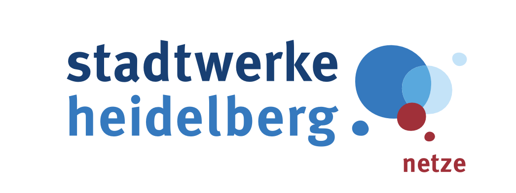 Logo der Stadtwerke Heidelberg mit dem Schriftzug 'stadtwerke heidelberg' und dem Zusatz 'netze' in rot neben mehreren überlappenden Kreisen