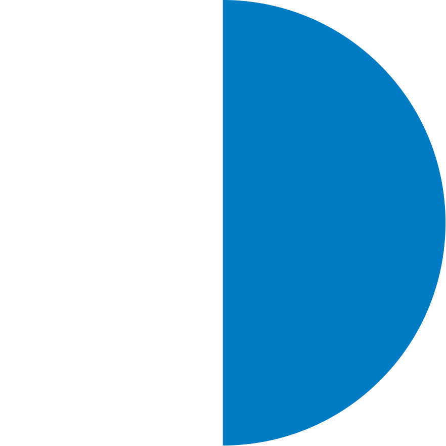 Kreisdiagramm, das zur Hälfte blau und zur Hälfte weiß ist